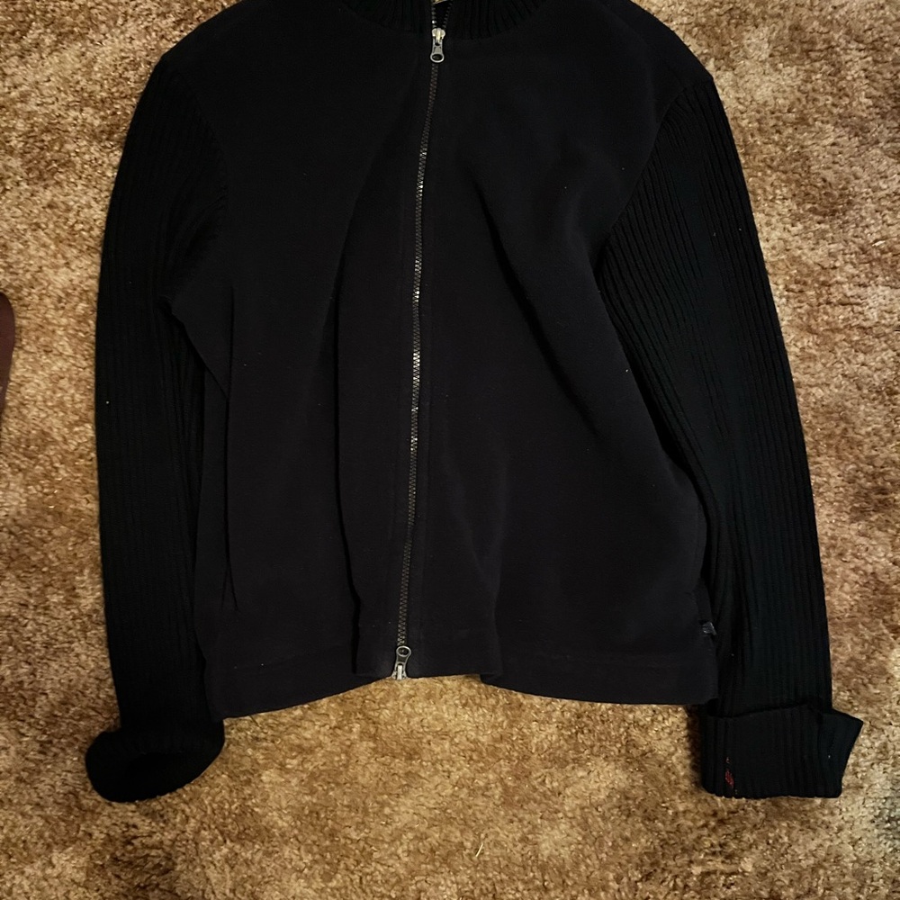 Route 66 Black Acrylic Zip-Up Jacket